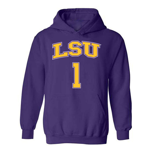 LSU - NCAA Men's Basketball : Abdi Bashir - Replica Shersey Hooded Sweatshirt-0