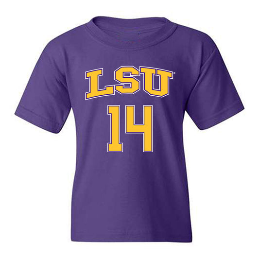 LSU - NCAA Men's Basketball : Jaden Bobbett - Replica Shersey Youth T-Shirt-0