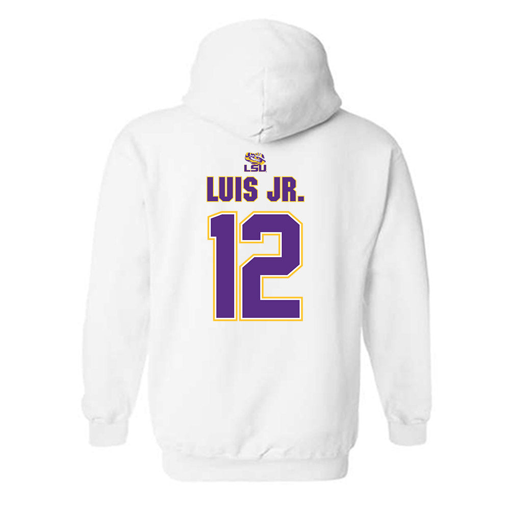 LSU - NCAA Men's Basketball : RJ Luis Jr. - Replica Shersey Hooded Sweatshirt-1