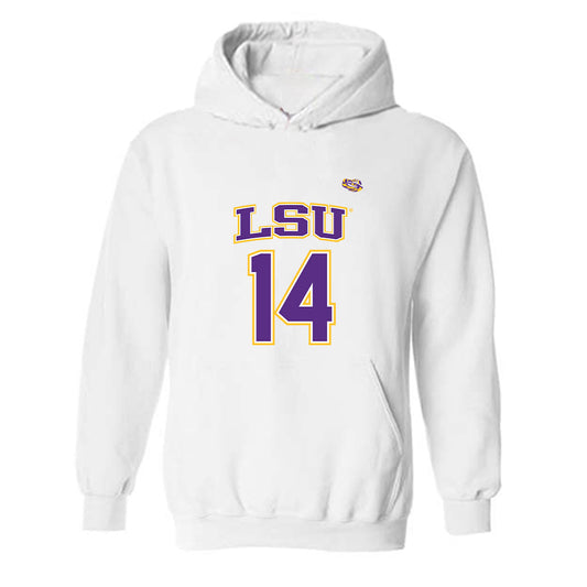 LSU - NCAA Men's Basketball : Jaden Bobbett - Replica Shersey Hooded Sweatshirt-0