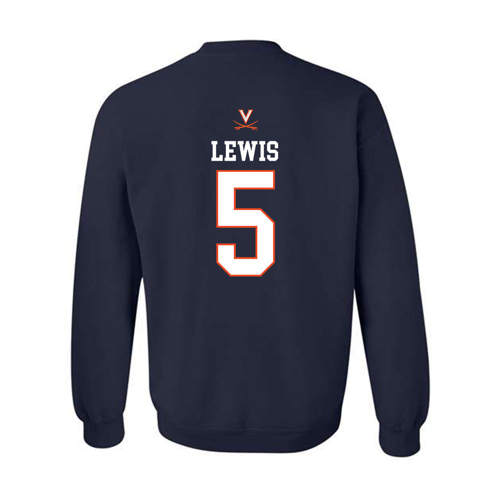 Virginia - NCAA Men's Basketball : Sam Lewis - Replica Shersey Crewneck Sweatshirt-1