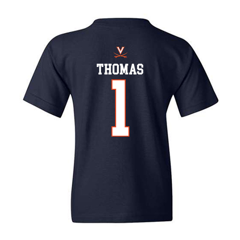 Virginia - NCAA Men's Basketball : Malik Thomas - Replica Shersey Youth T-Shirt-1