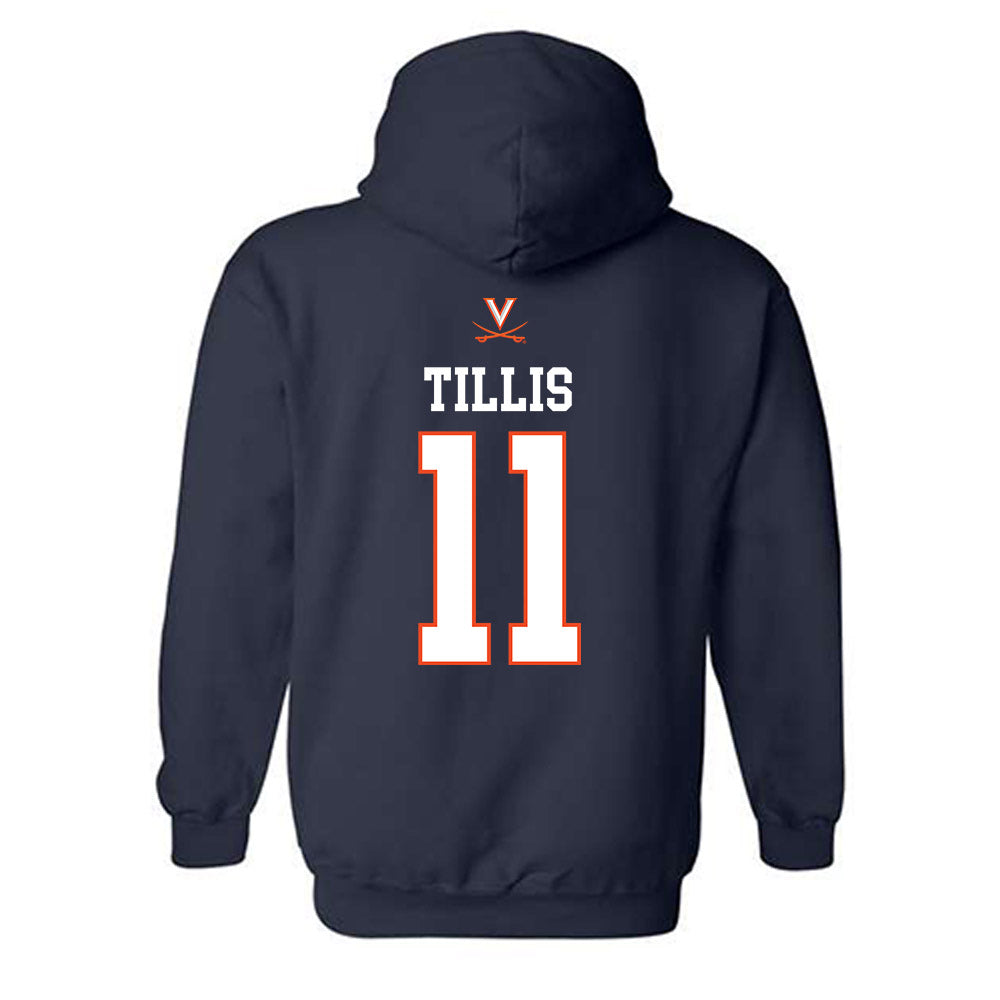 Virginia - NCAA Men's Basketball : Devin Tillis - Replica Shersey Hooded Sweatshirt-1