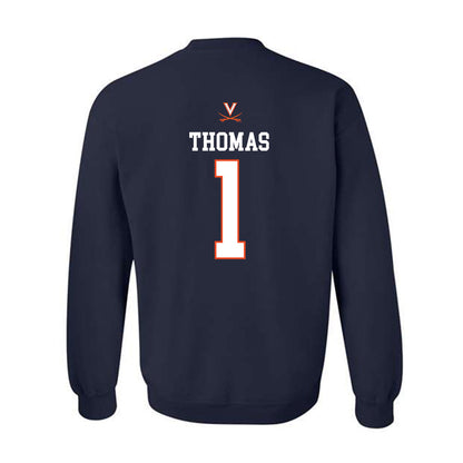 Virginia - NCAA Men's Basketball : Malik Thomas - Replica Shersey Crewneck Sweatshirt-1
