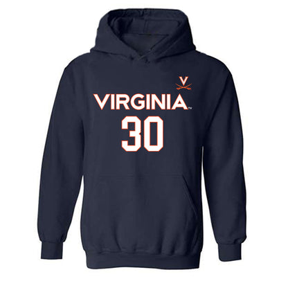 Virginia - NCAA Men's Basketball : Dallin Hall - Replica Shersey Hooded Sweatshirt-0