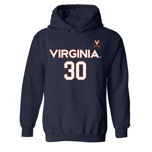 Virginia - NCAA Men's Basketball : Dallin Hall - Replica Shersey Hooded Sweatshirt-0