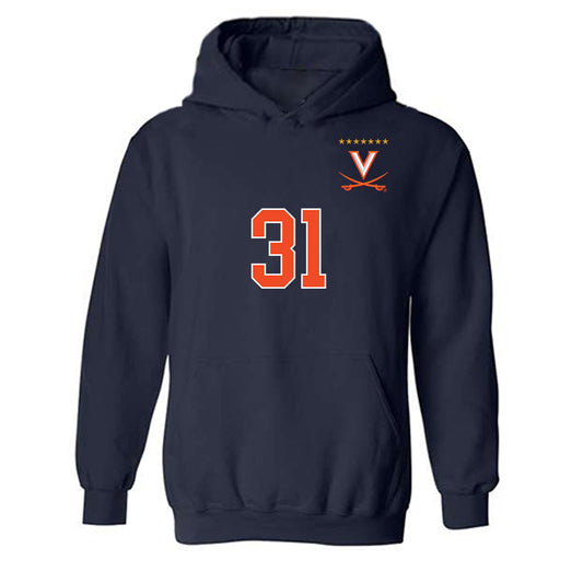 Virginia - NCAA Men's Soccer : Luke Burns - Replica Shersey Hooded Sweatshirt-0