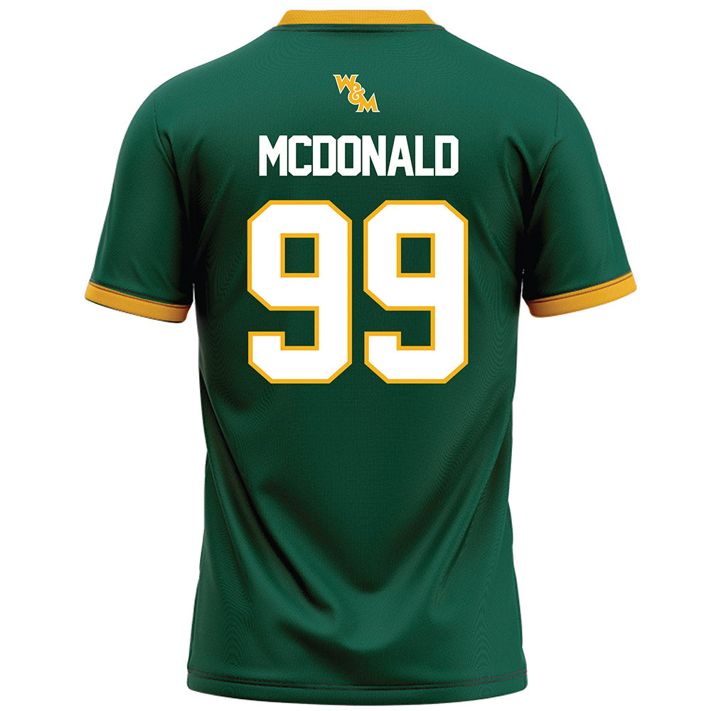 William & Mary - NCAA Football : Nathaniel McDonald - Green Football Jersey-1