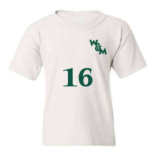William & Mary - NCAA Men's Soccer : Evan Rabush - White Replica Shersey Youth T-Shirt