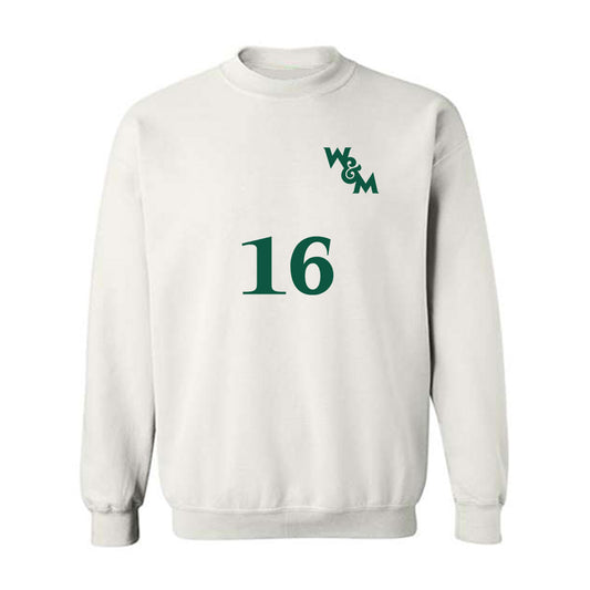 William & Mary - NCAA Men's Soccer : Evan Rabush - White Replica Shersey Sweatshirt