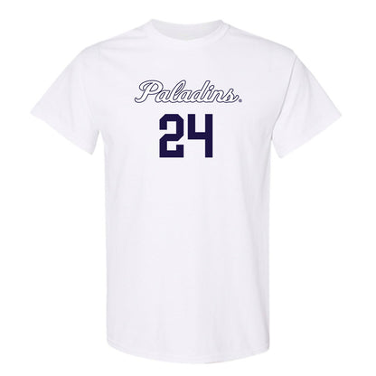 Furman - NCAA Women's Basketball : Jaelyn Acker - White Replica Short Sleeve T-Shirt