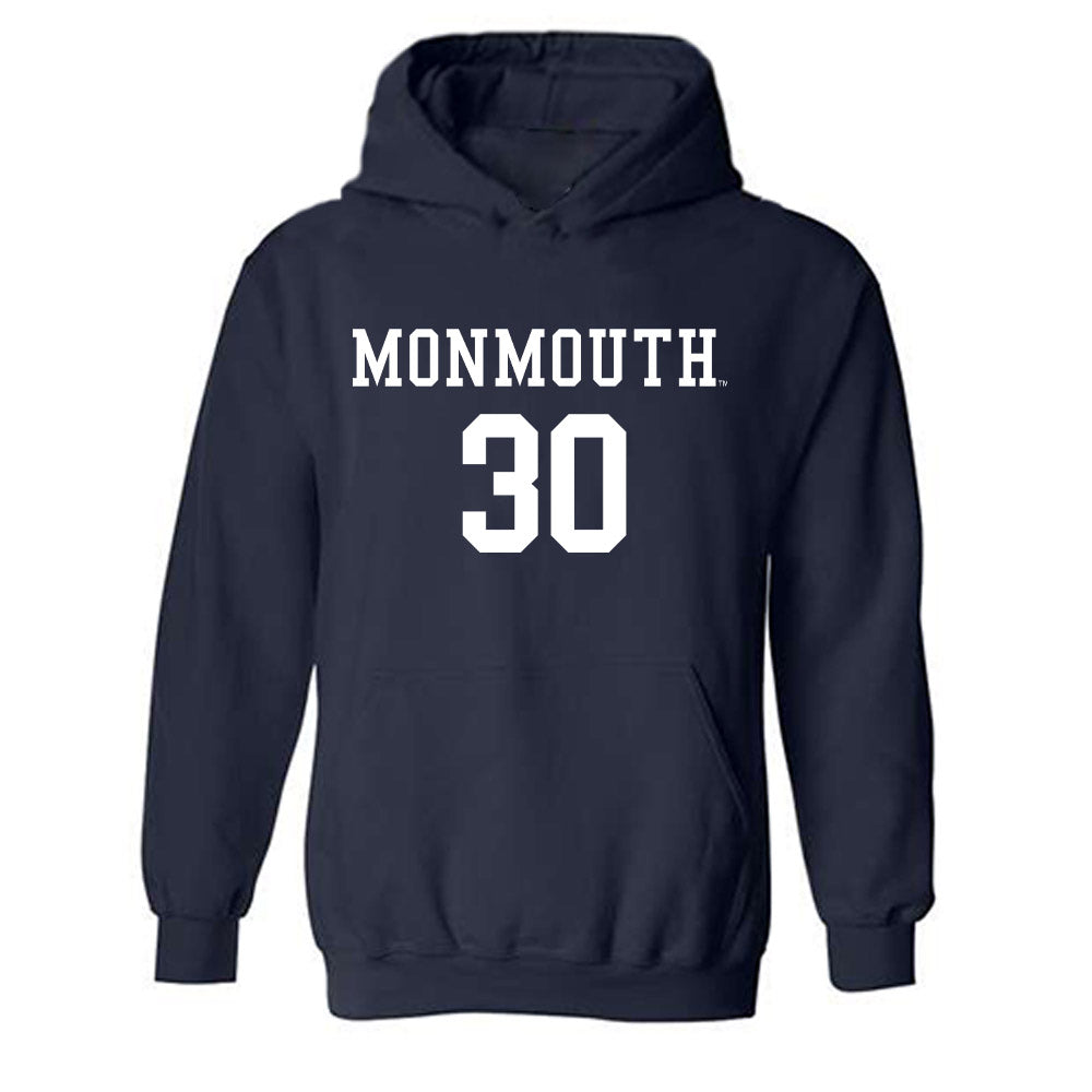 Monmouth - NCAA Men's Soccer : Matthew Link - Navy Replica Shersey Hooded Sweatshirt