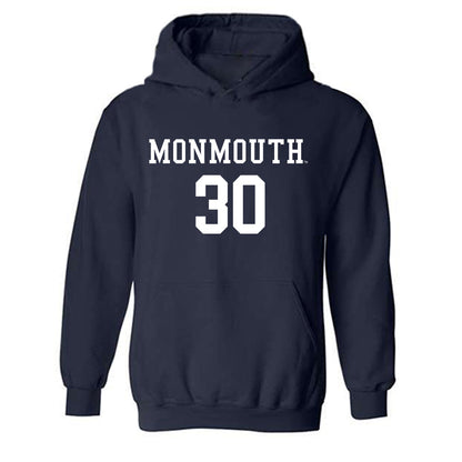 Monmouth - NCAA Men's Soccer : Matthew Link - Navy Replica Shersey Hooded Sweatshirt