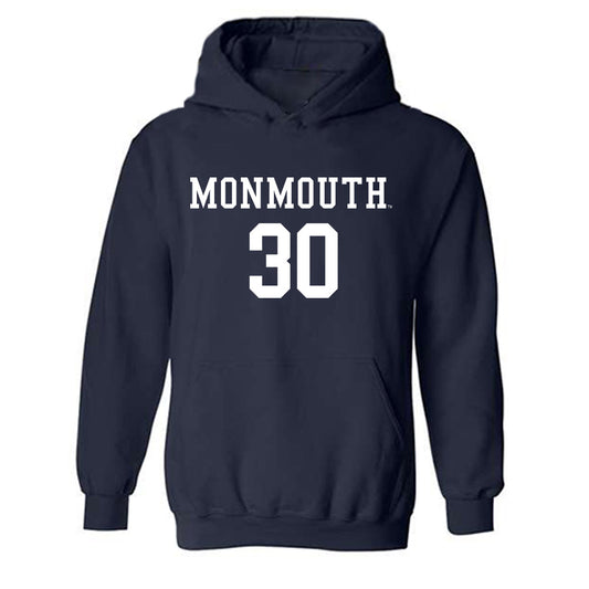 Monmouth - NCAA Men's Soccer : Matthew Link - Navy Replica Shersey Hooded Sweatshirt