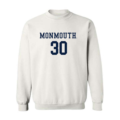Monmouth - NCAA Men's Soccer : Matthew Link - White Replica Shersey Sweatshirt