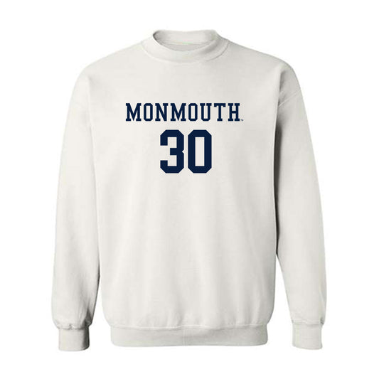 Monmouth - NCAA Men's Soccer : Matthew Link - White Replica Shersey Sweatshirt