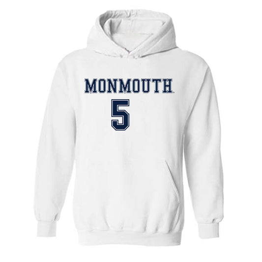 Monmouth - NCAA Women's Soccer : Kelly DeGaetano - White Replica Shersey Hooded Sweatshirt