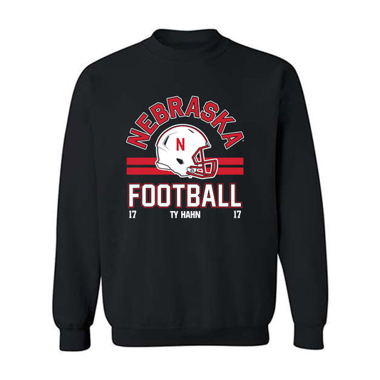 Nebraska - NCAA Football : Ty Hahn - Black Classic Fashion Shersey Sweatshirt