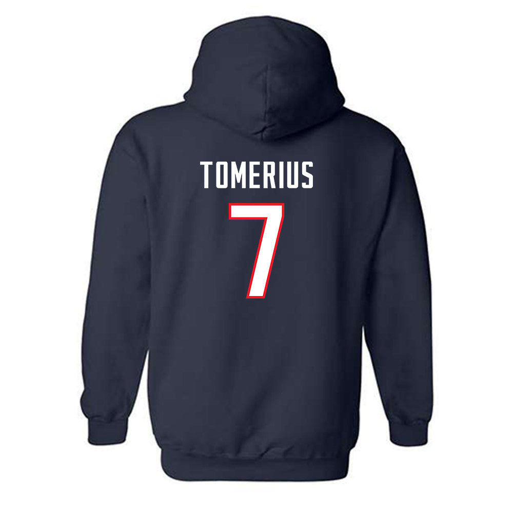 UConn - NCAA Men's Soccer : Nicolas Tomerius - Navy Replica Shersey Hooded Sweatshirt