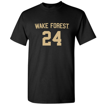 Wake Forest - NCAA Men's Soccer : Jacob Swallen - Black Replica Short Sleeve T-Shirt
