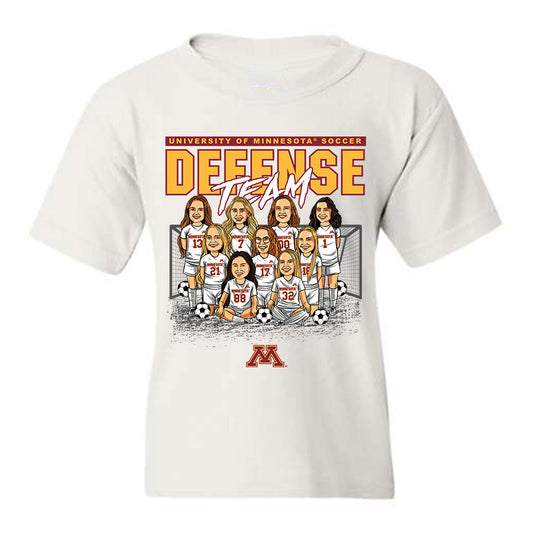 Minnesota - NCAA Women's Soccer : Defense Team Caricature - Youth T-Shirt