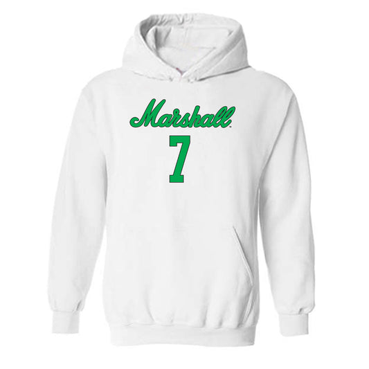 Marshall - NCAA Women's Volleyball : Elli Barry - White Replica Shersey Hooded Sweatshirt
