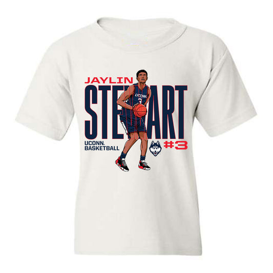 UConn - NCAA Men's Basketball : Jaylin Stewart - Youth T-Shirt Individual Caricature