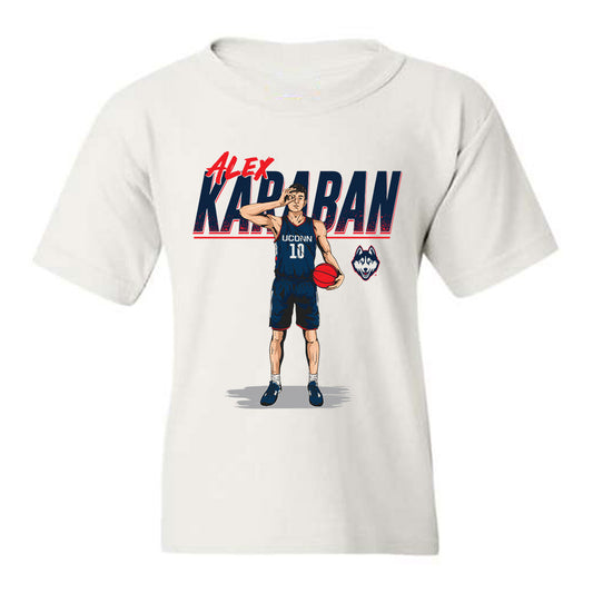 UConn - NCAA Men's Basketball : Alex Karaban - Youth T-Shirt Individual Caricature