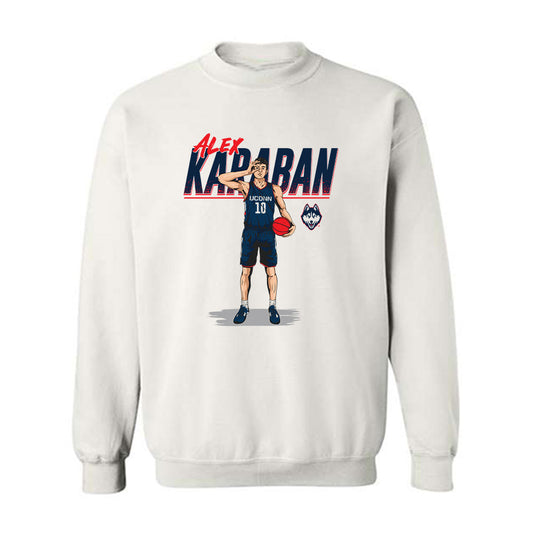 UConn - NCAA Men's Basketball : Alex Karaban - Crewneck Sweatshirt Individual Caricature