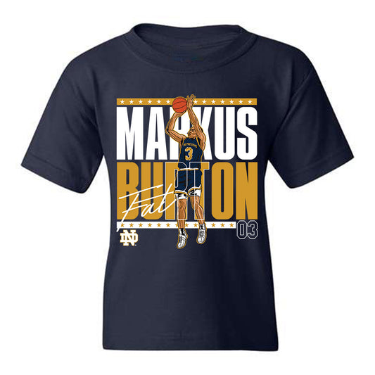 Notre Dame - NCAA Men's Basketball : Markus Burton - Youth T-Shirt Individual Caricature