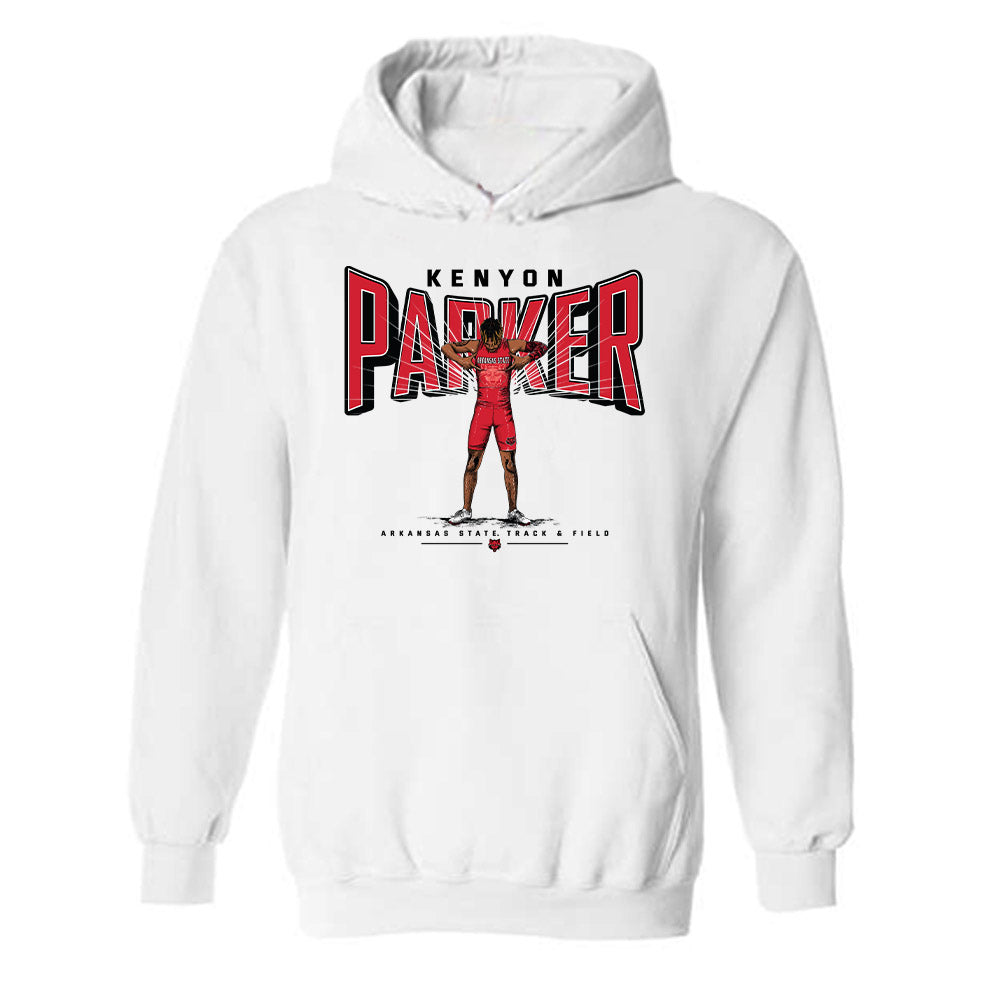 Arkansas State - NCAA Men's Track & Field : Kenyon Parker - Hooded Sweatshirt Individual Caricature