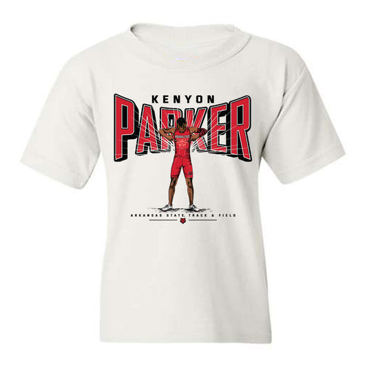 Arkansas State - NCAA Men's Track & Field : Kenyon Parker - Youth T-Shirt Individual Caricature