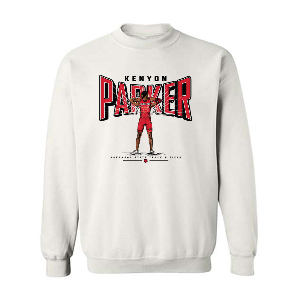 Arkansas State - NCAA Men's Track & Field : Kenyon Parker - Crewneck Sweatshirt Individual Caricature