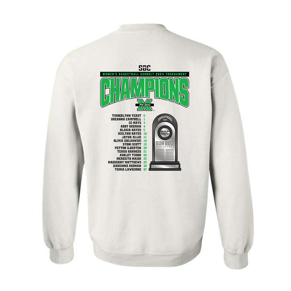 Marshall - NCAA Women's Basketball : 2024 Sunbelt Tournament Champions - Crewneck Sweatshirt Roster Shirt