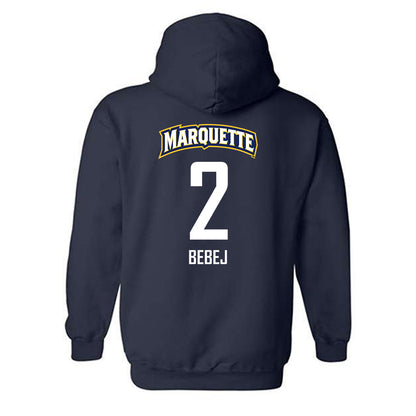 Marquette - NCAA Men's Soccer : Kyle Bebej - Navy Replica Shersey Hooded Sweatshirt