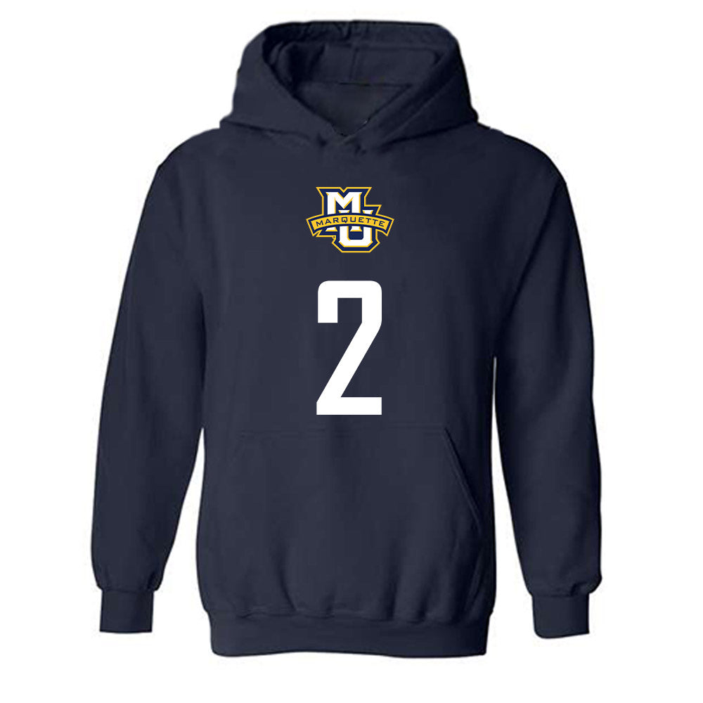 Marquette - NCAA Men's Soccer : Kyle Bebej - Navy Replica Shersey Hooded Sweatshirt