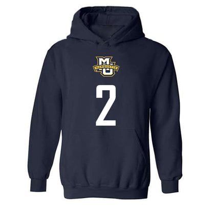 Marquette - NCAA Men's Soccer : Kyle Bebej - Navy Replica Shersey Hooded Sweatshirt