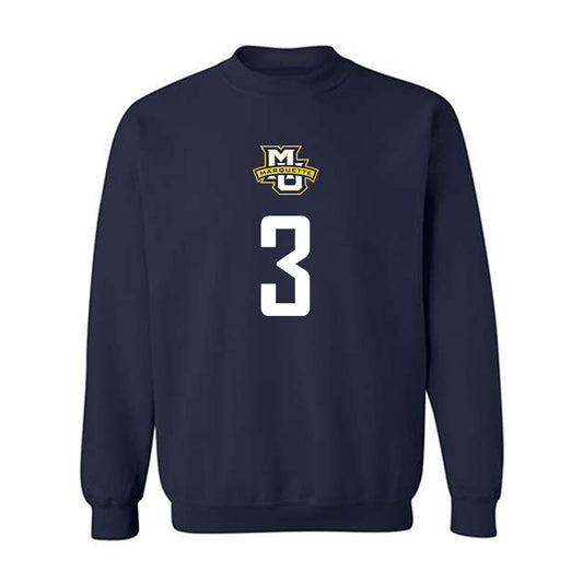 Marquette - NCAA Men's Soccer : Diegoarmando Alvarado - Navy Replica Shersey Sweatshirt