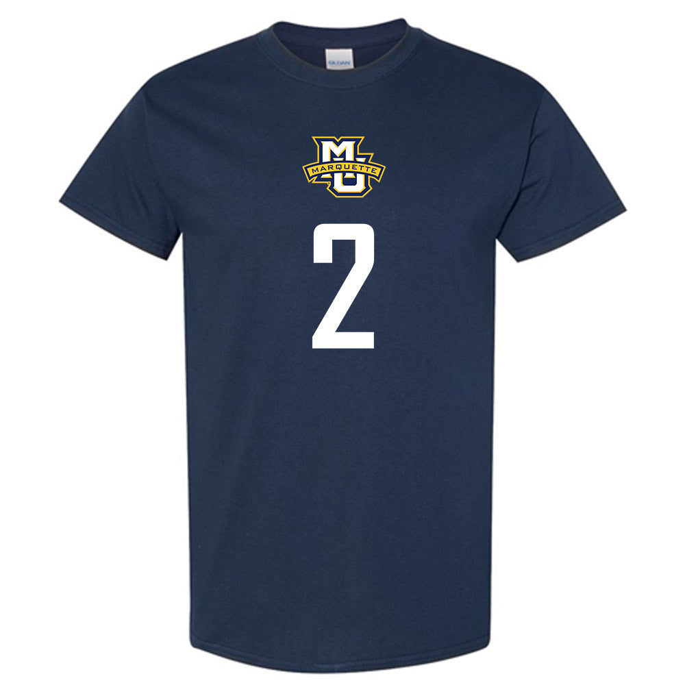 Marquette - NCAA Men's Soccer : Kyle Bebej - Navy Replica Shersey Short Sleeve T-Shirt