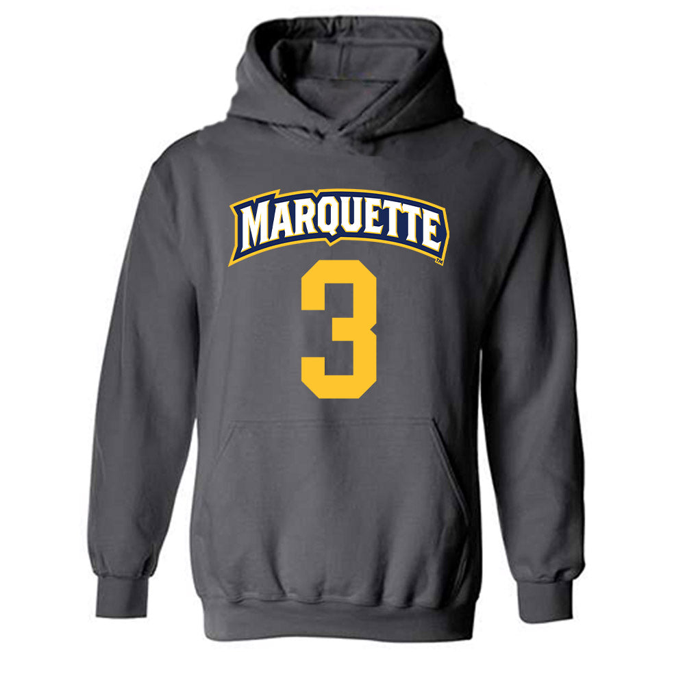 Marquette - NCAA Women's Soccer : Molly Keiper - Charcoal Replica Shersey Hooded Sweatshirt