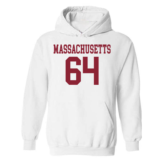 UMass - NCAA Football : Peyton Miller - Uniform White Shersey Hooded Sweatshirt