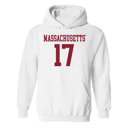 UMass - NCAA Football : Dallas Elliott - Uniform White Shersey Hooded Sweatshirt