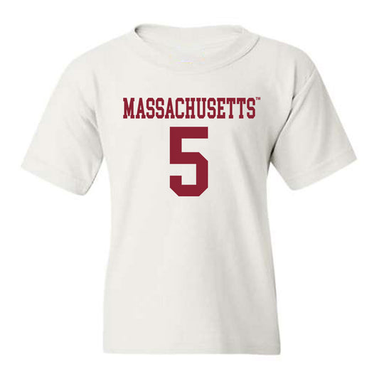 UMass - NCAA Football : Tyler Martin - Uniform White Shersey Youth T-Shirt