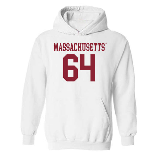 UMass - NCAA Football : Peyton Miller - Uniform White Shersey Hooded Sweatshirt