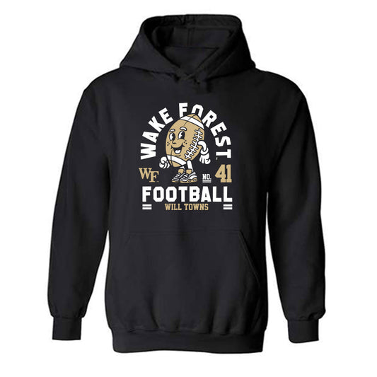 Wake Forest - NCAA Football : Will Towns Black Fashion Shersey Hooded Sweatshirt
