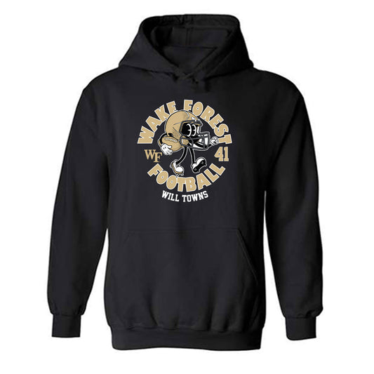 Wake Forest - NCAA Football : Will Towns - Black Fashion Shersey Hooded Sweatshirt