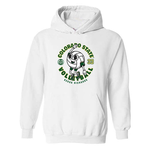 Colorado State - NCAA Women's Volleyball : Kekua Richards - White Fashion Shersey Hooded Sweatshirt