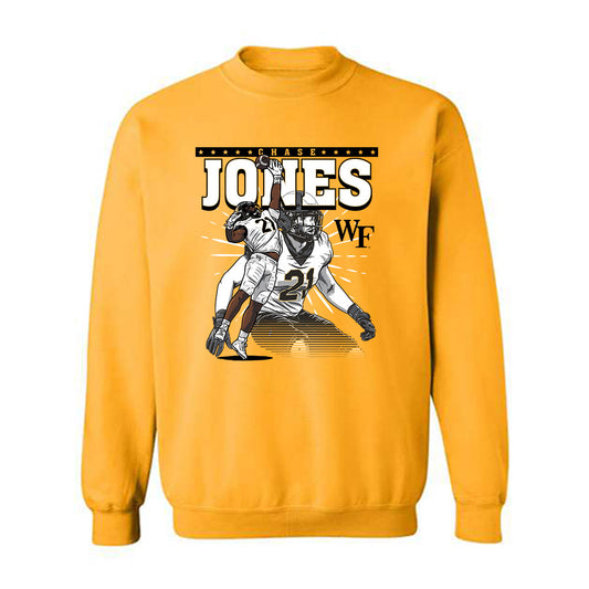 Wake Forest - NCAA Football : Chase Jones - Gold Caricature Sweatshirt