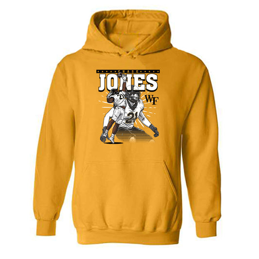 Wake Forest - NCAA Football : Chase Jones - Gold Caricature Hooded Sweatshirt