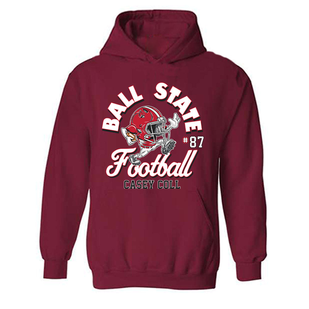 Ball State - NCAA Football : Casey Coll - Cardinal Fashion Shersey Hooded Sweatshirt